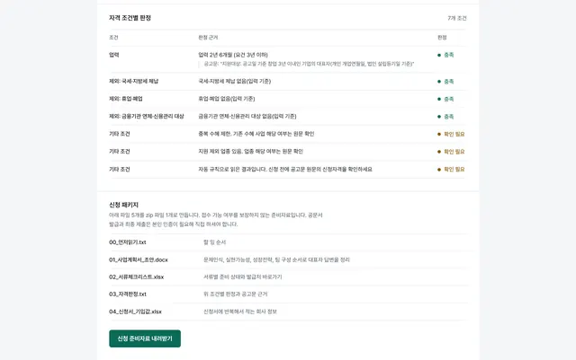 자격 판정과 신청 준비 자료